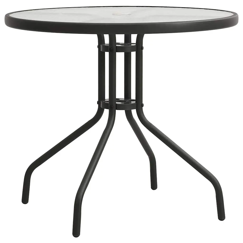 5 Piece Outdoor Dining Set Steel Frame Stackable Chairs Black