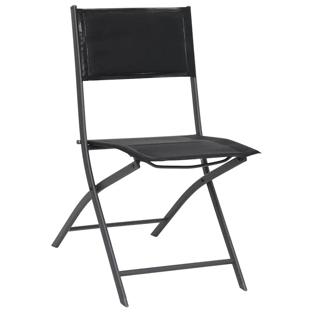 5 Piece Outdoor Dining Set Steel Frame Stackable Chairs Black