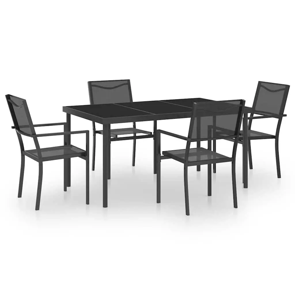 5 Piece Outdoor Dining Set Garden Furniture Steel Frame Anthracite Patio Table