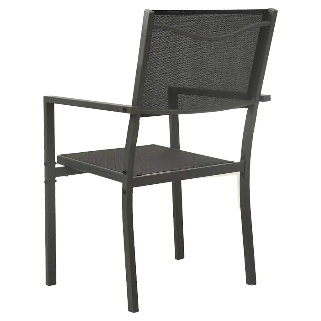 Outdoor Dining Set 3 Piece Garden Furniture Table Chairs Steel Frame Black