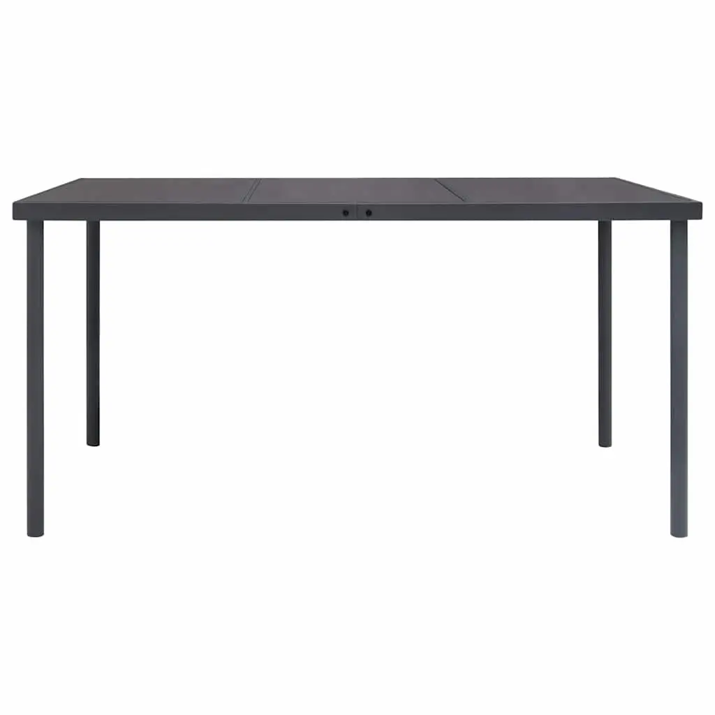 7 Piece Outdoor Dining Set Garden Furniture Steel Frame Anthracite Stackable Chairs