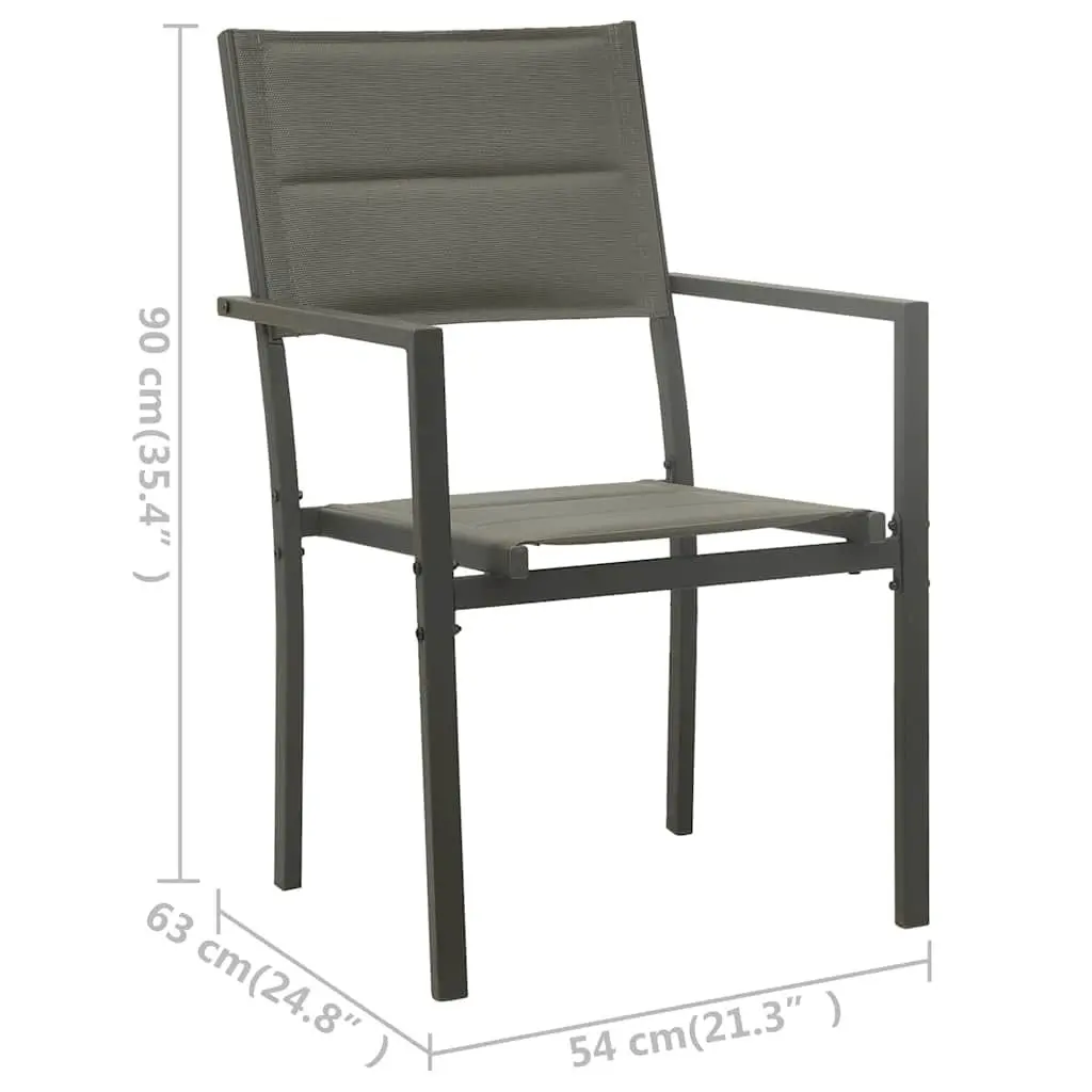 5 Piece Outdoor Dining Set Steel Frame Chairs Table Garden Furniture Black