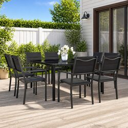 Reliable 9 Piece Outdoor Dining Set with Stackable Chairs