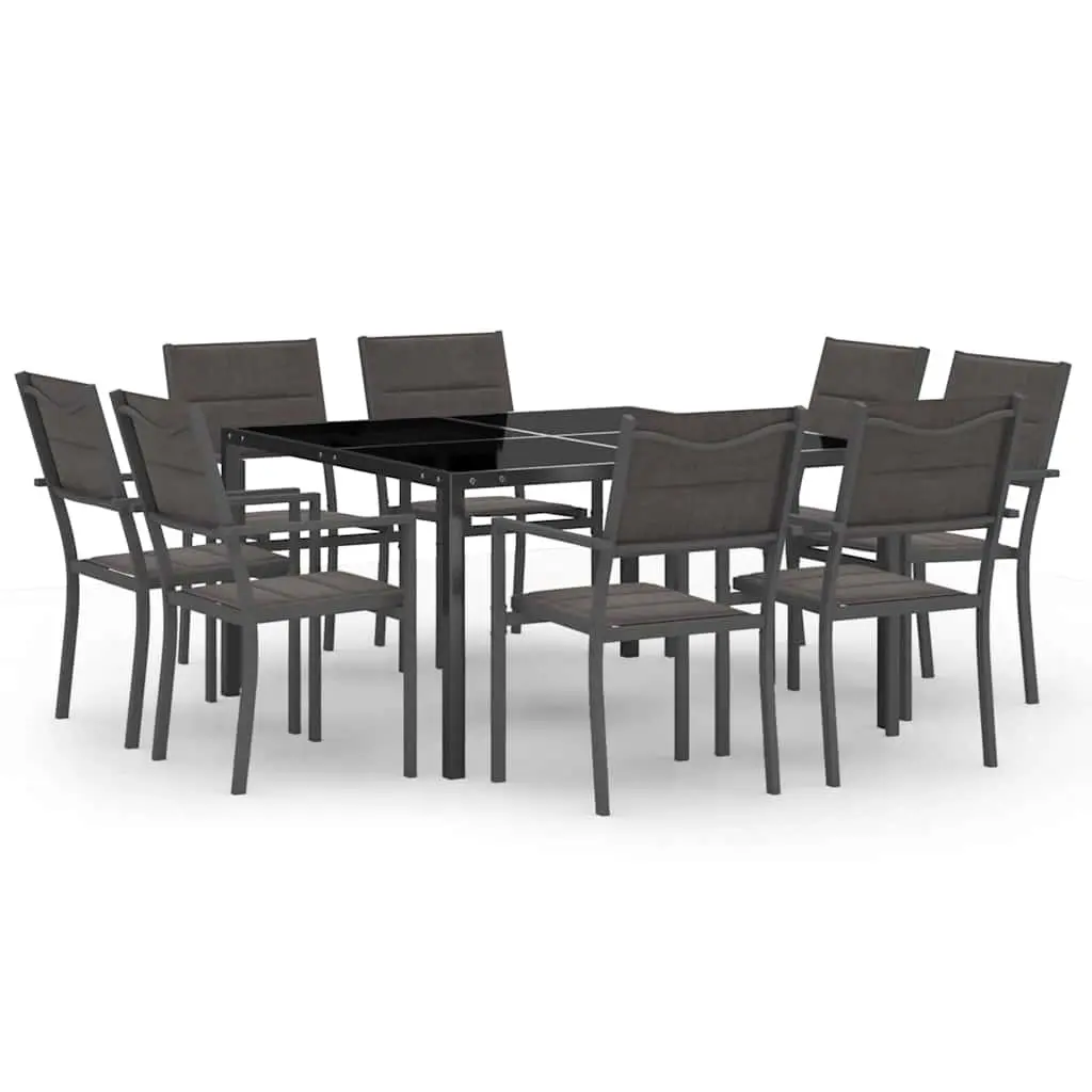 9 Piece Outdoor Dining Set with Stackable Chairs