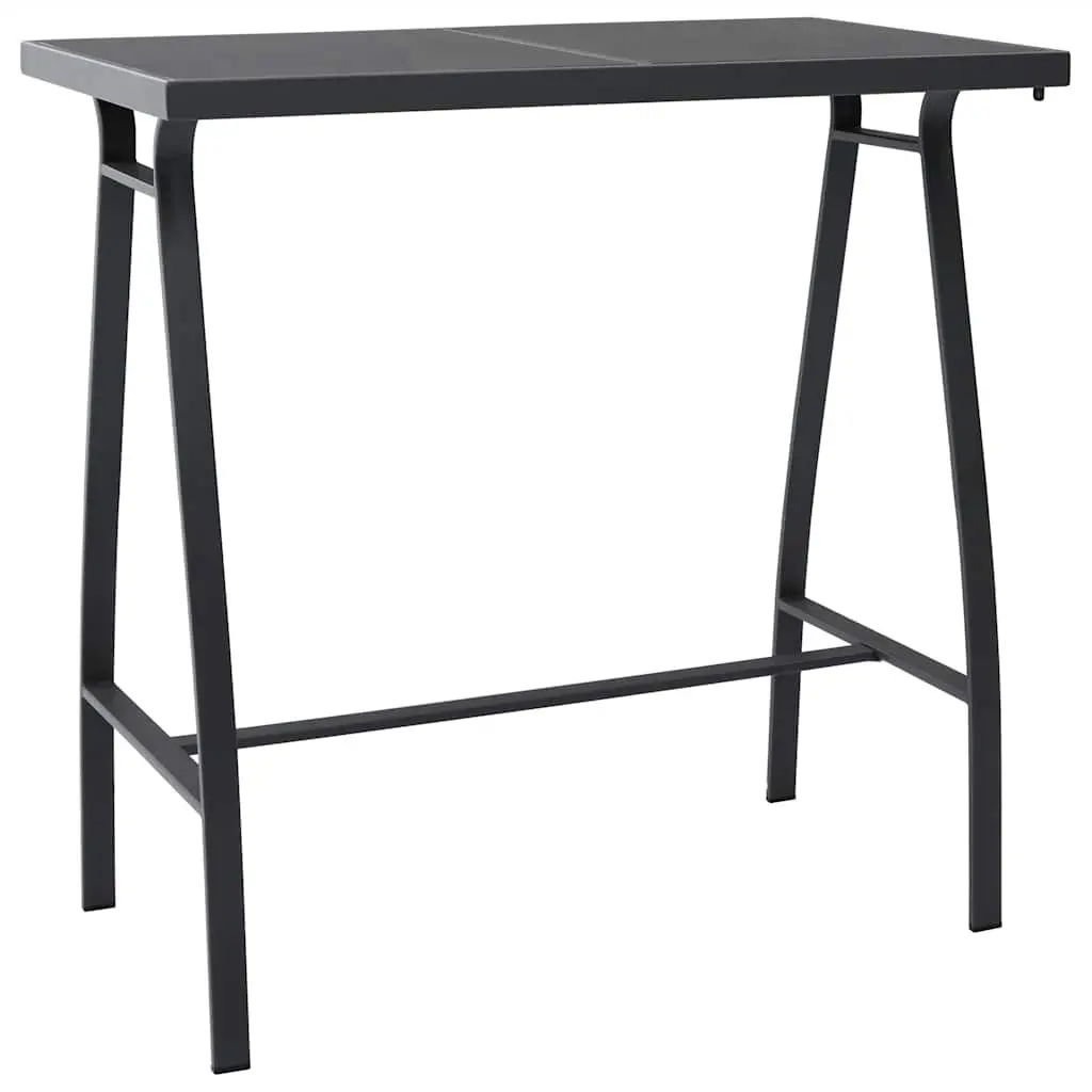 Garden Bar Set 5 Piece Outdoor Furniture Steel Frame Tempered Glass Table Black Chairs