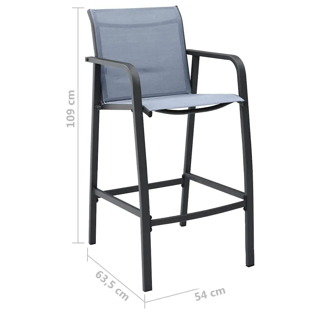 Garden Bar Set 5 Piece Outdoor Furniture Steel Frame Tempered Glass Table Black Chairs