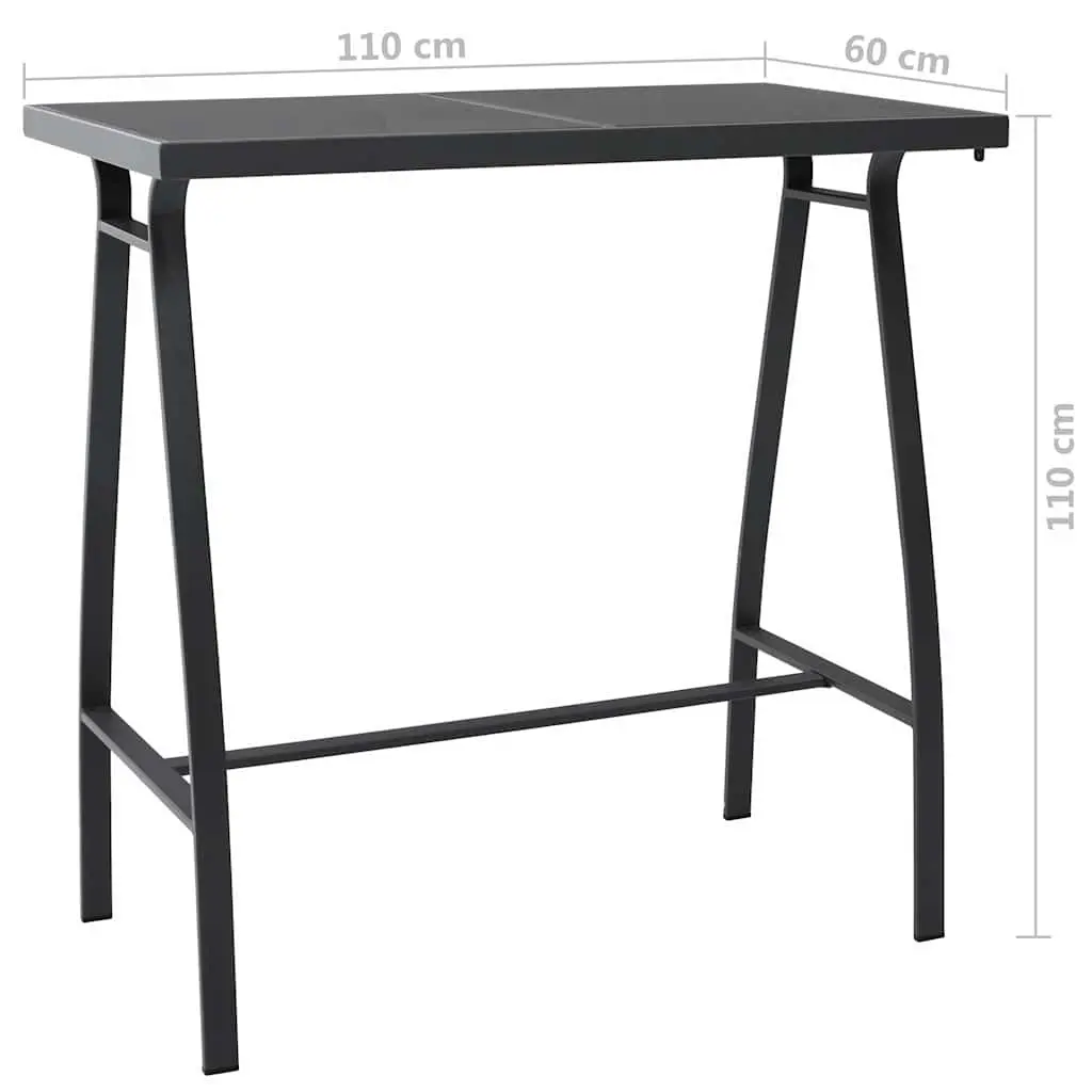 Garden Bar Set 7 Piece Outdoor Furniture Dining Chairs Table Black Patio