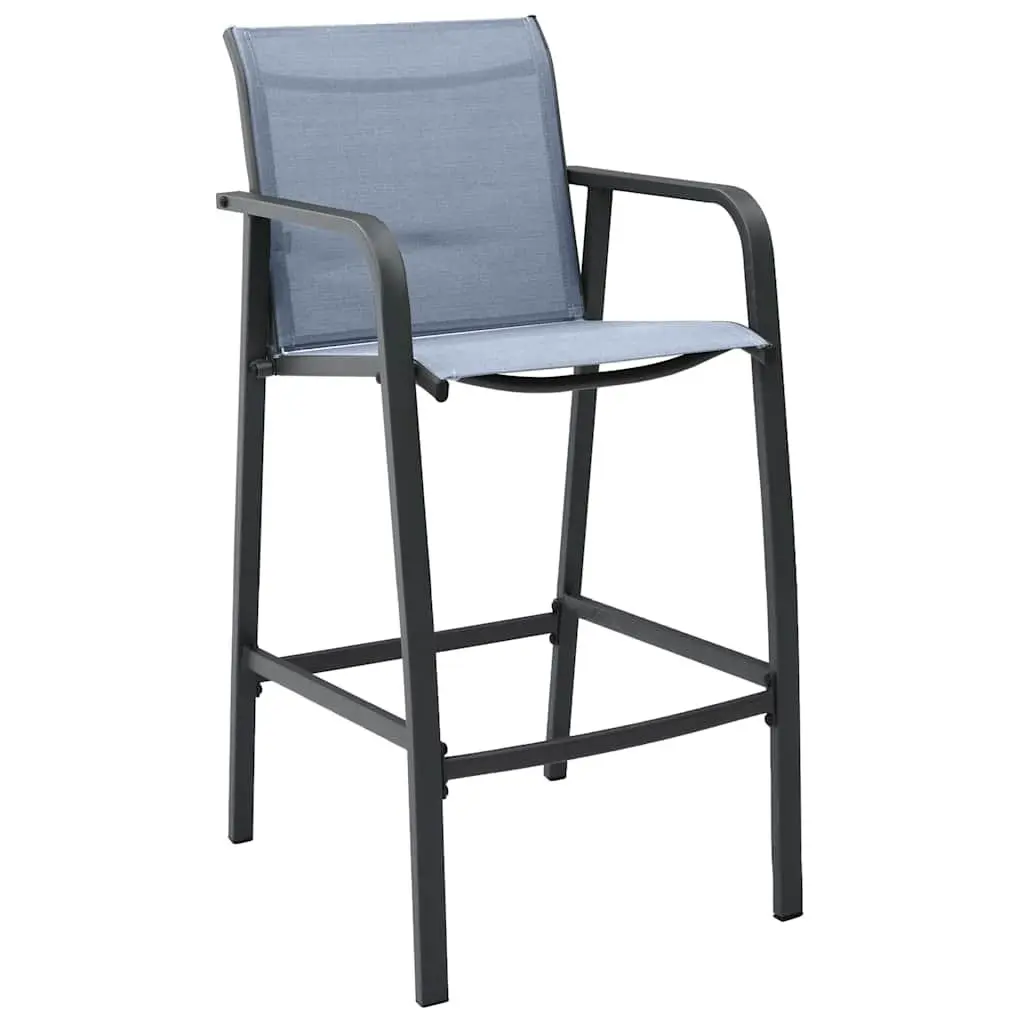 Garden Bar Set 7 Piece Outdoor Furniture Patio Dining Black Grey Steel Frame