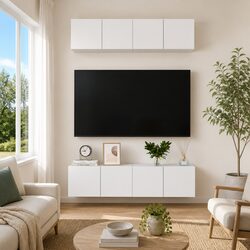 Value-Driven 4-Piece Wall-Mounted TV Cabinets in White