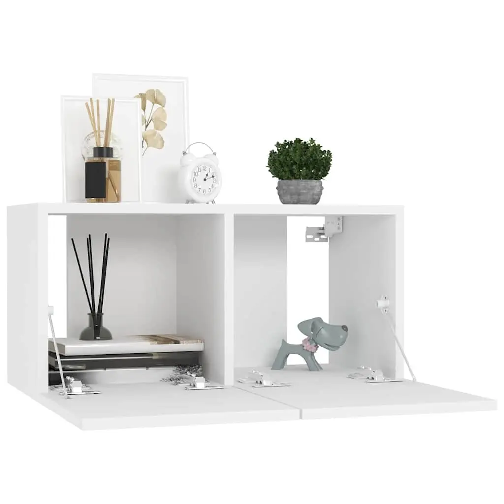 TV Cabinet Set 4 Pieces Wall Mounted Storage Unit White