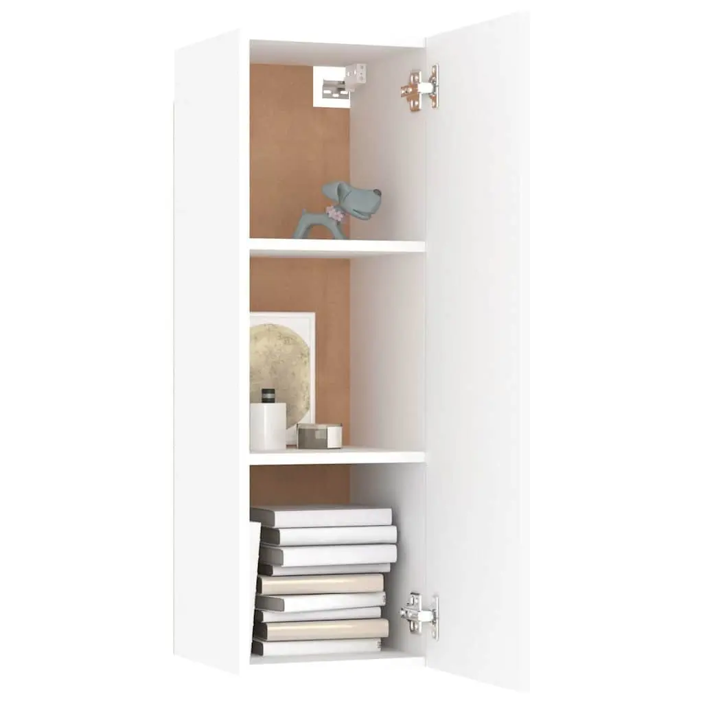 4 Piece TV Cabinet Set Wall Mounted Storage Unit Living Room Furniture White