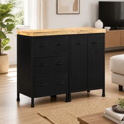 Charming Rough Mango Wood Sideboard with Ample Storage
