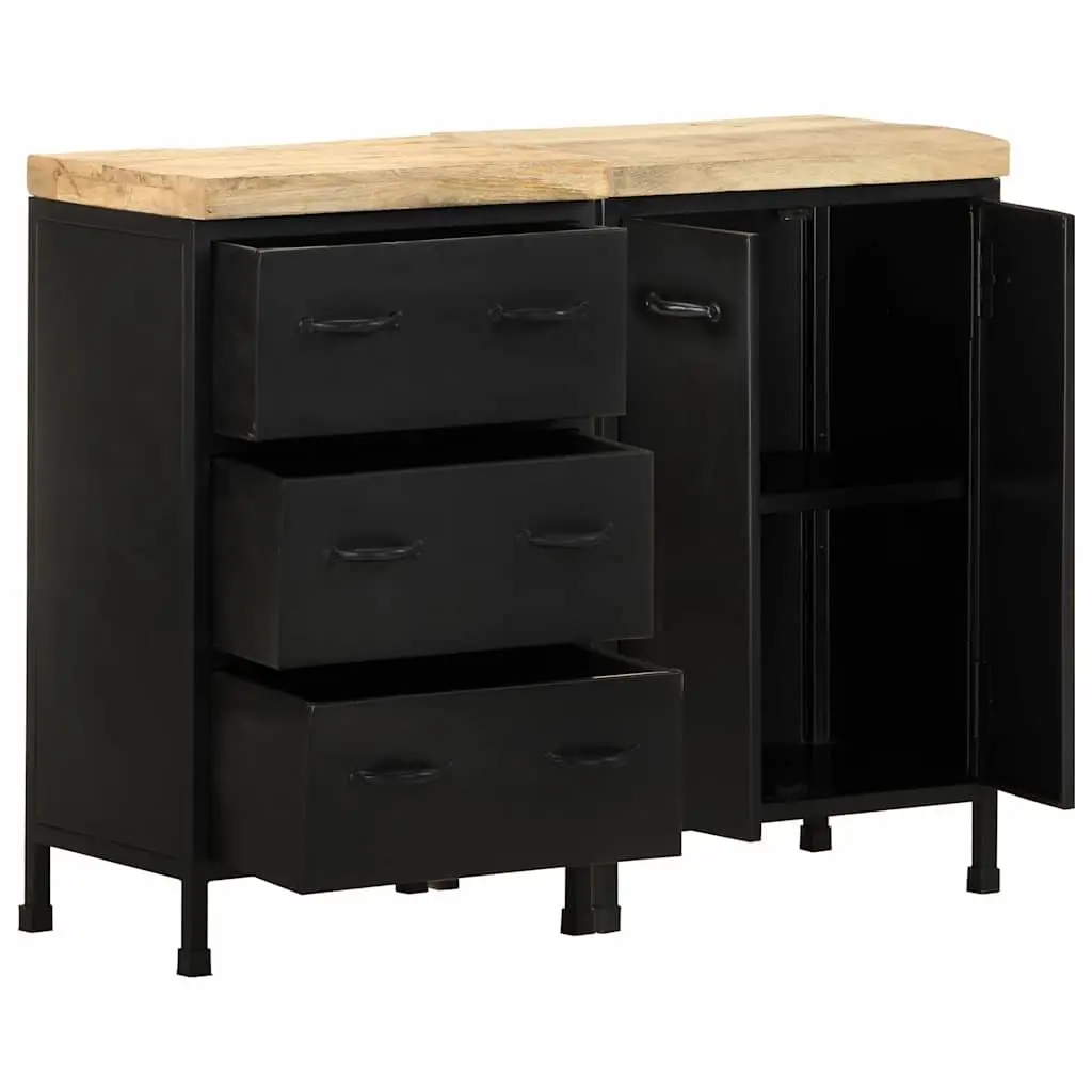 Sideboard Storage Cabinet Rough Mango Wood 3 Drawers 2 Doors Brown