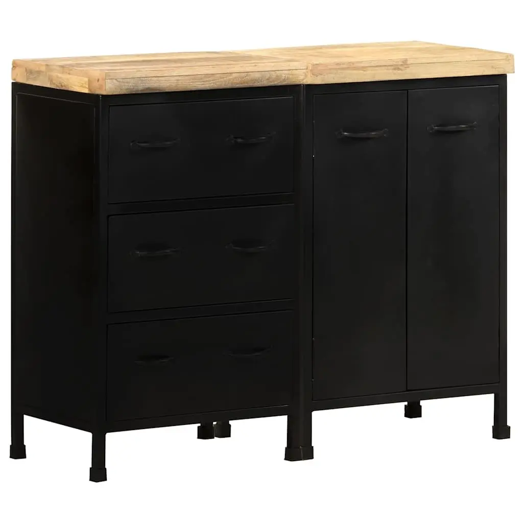 Sideboard Storage Cabinet Rough Mango Wood 3 Drawers 2 Doors Brown