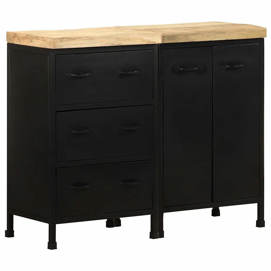 Sideboard Storage Cabinet Rough Mango Wood 3 Drawers 2 Doors Brown