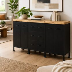 Brown Sideboard with 4 Doors and 3 Drawers