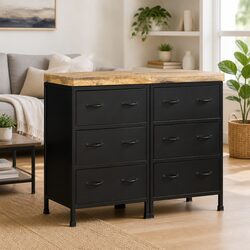 Warm and Functional Brown Sideboard with 6 Drawers