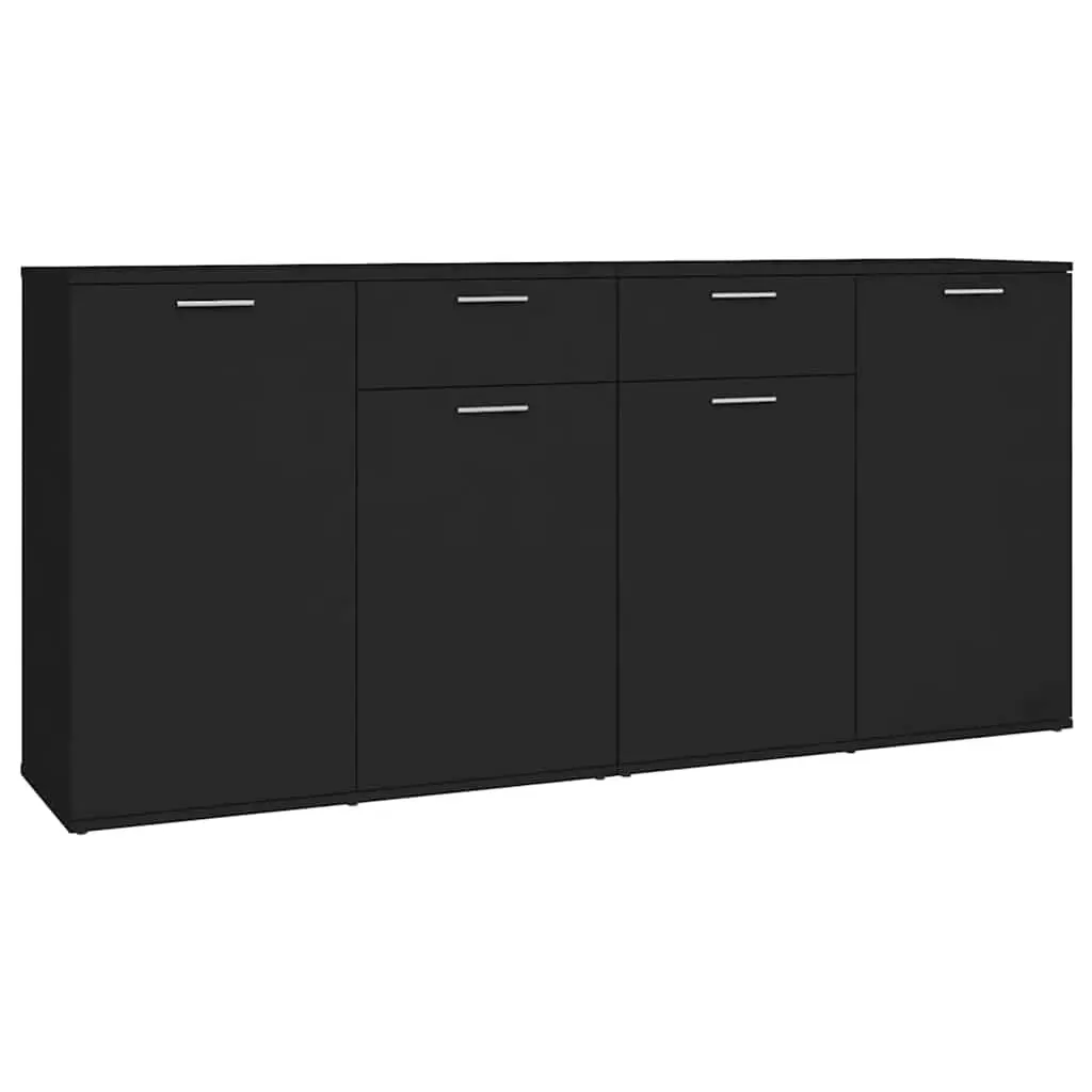 Sideboard Buffet Cabinet Storage Unit 160x36x75 cm Black 4 Door 2 Drawer