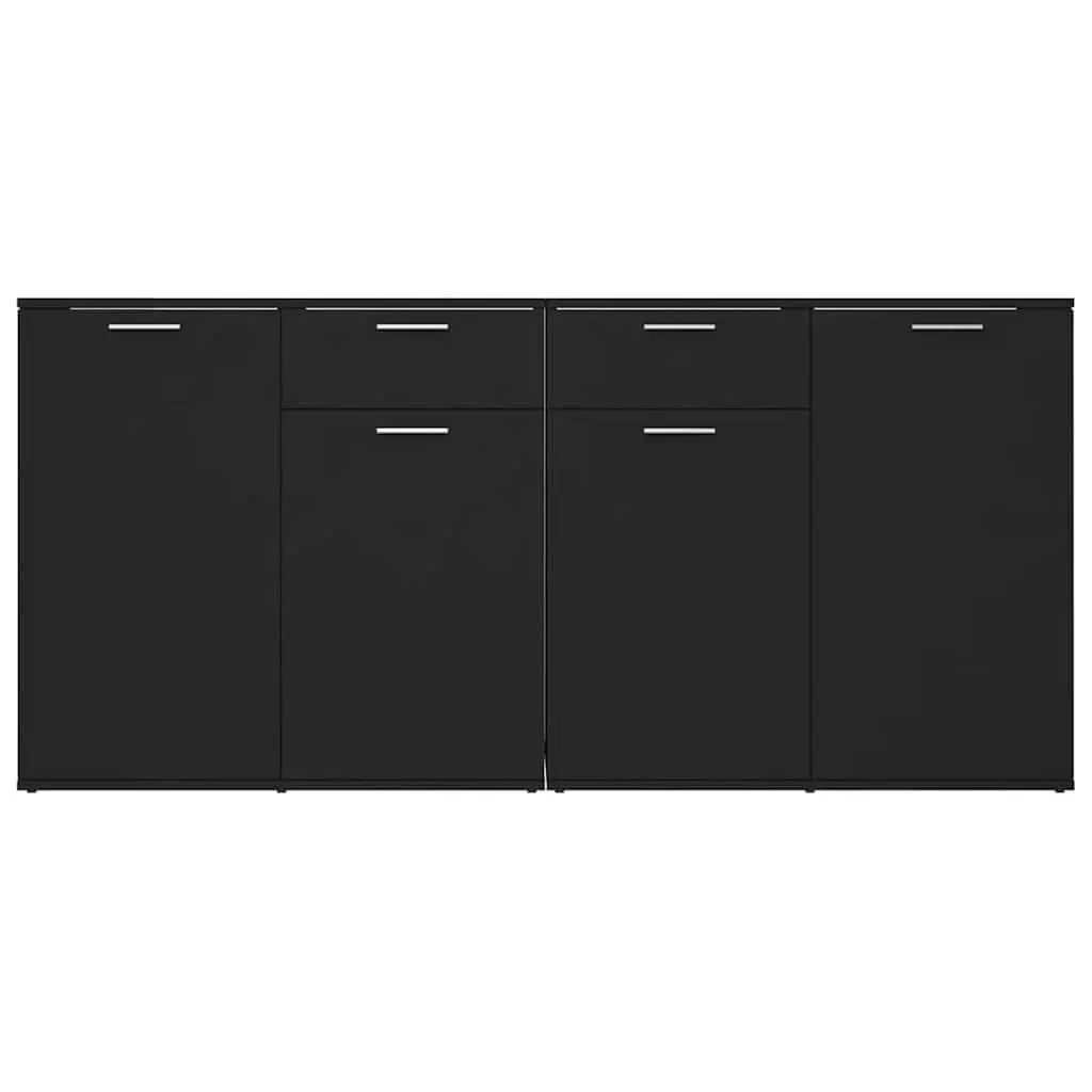 Sideboard Buffet Cabinet Storage Unit 160x36x75 cm Black 4 Door 2 Drawer