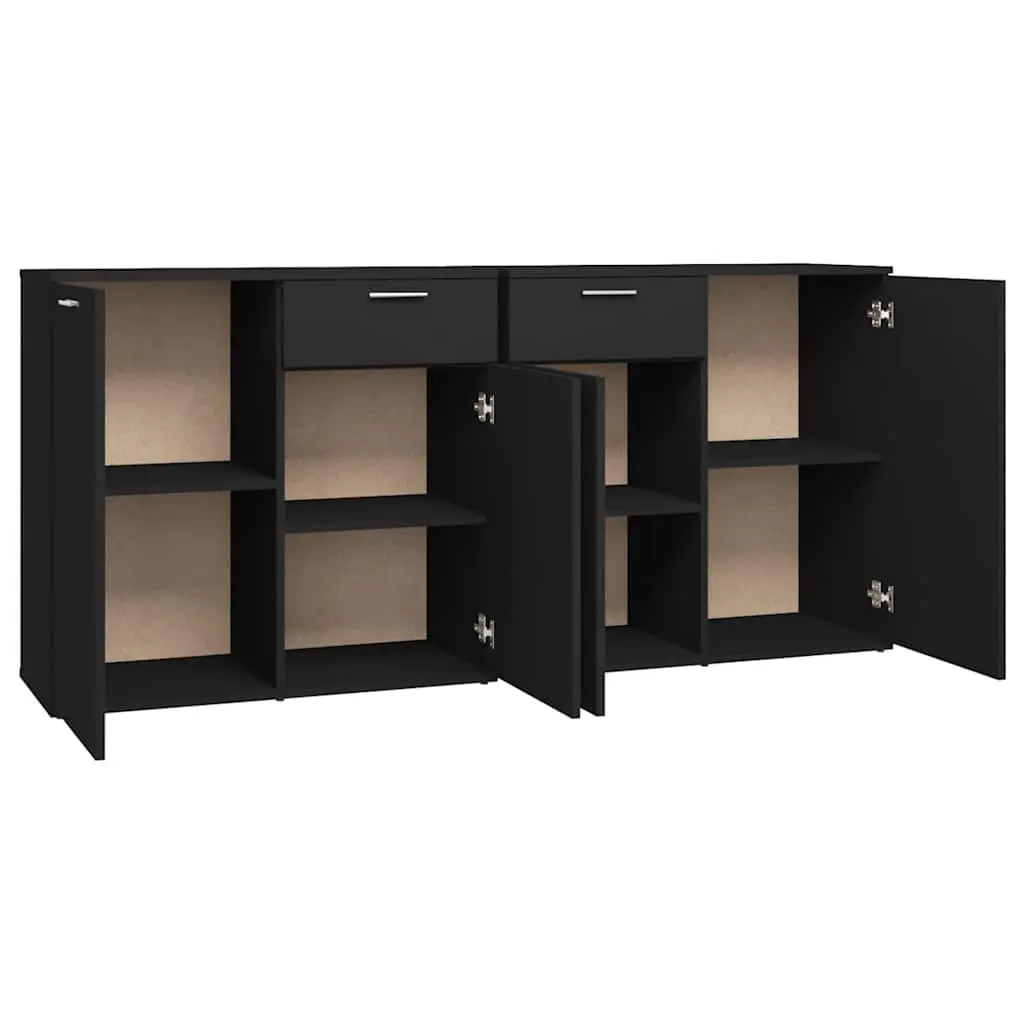 Sideboard Buffet Cabinet Storage Unit 160x36x75 cm Black 4 Door 2 Drawer