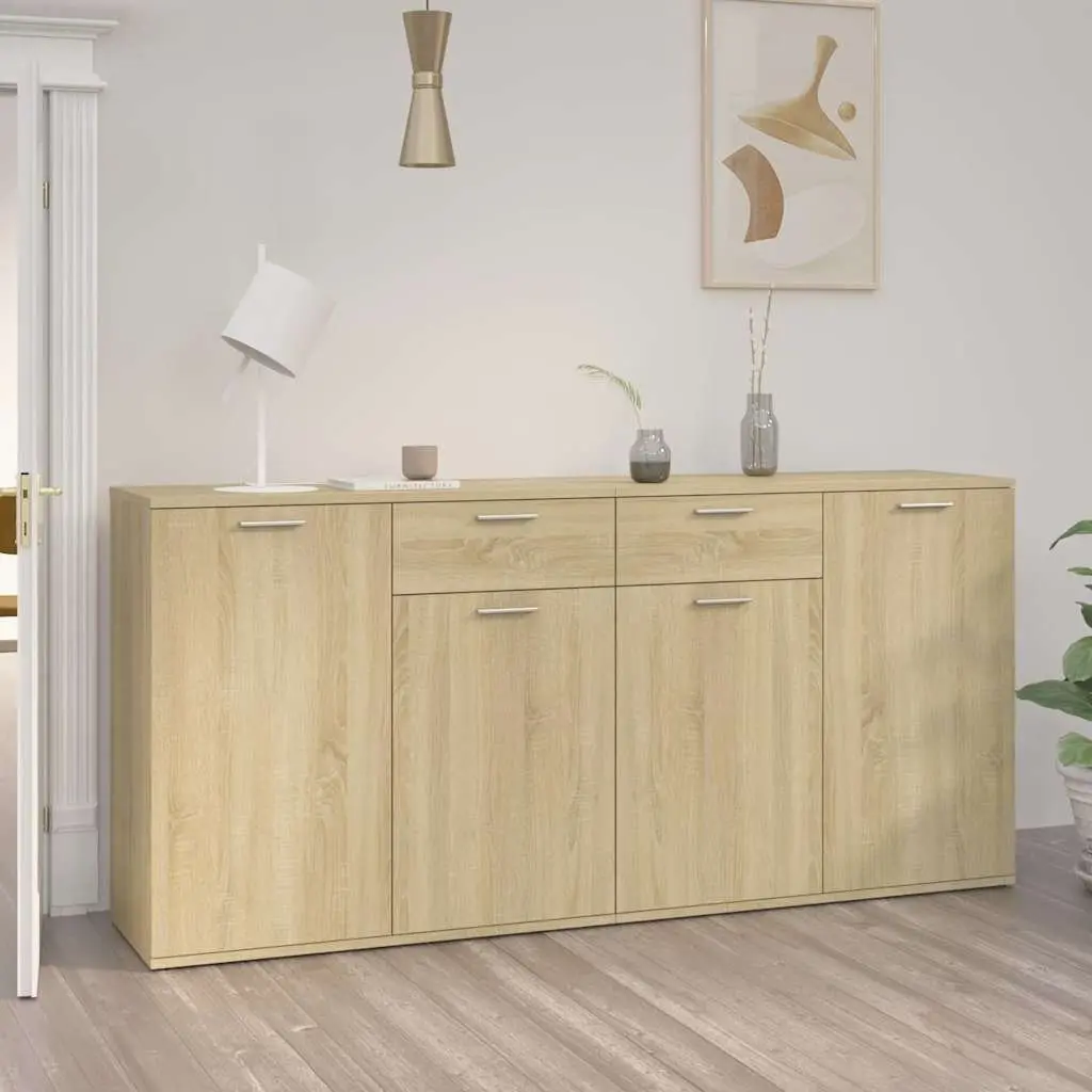 Sideboard Buffet Cabinet Sonoma Oak 160x36x75 cm Storage Unit 4 Doors 2 Drawers