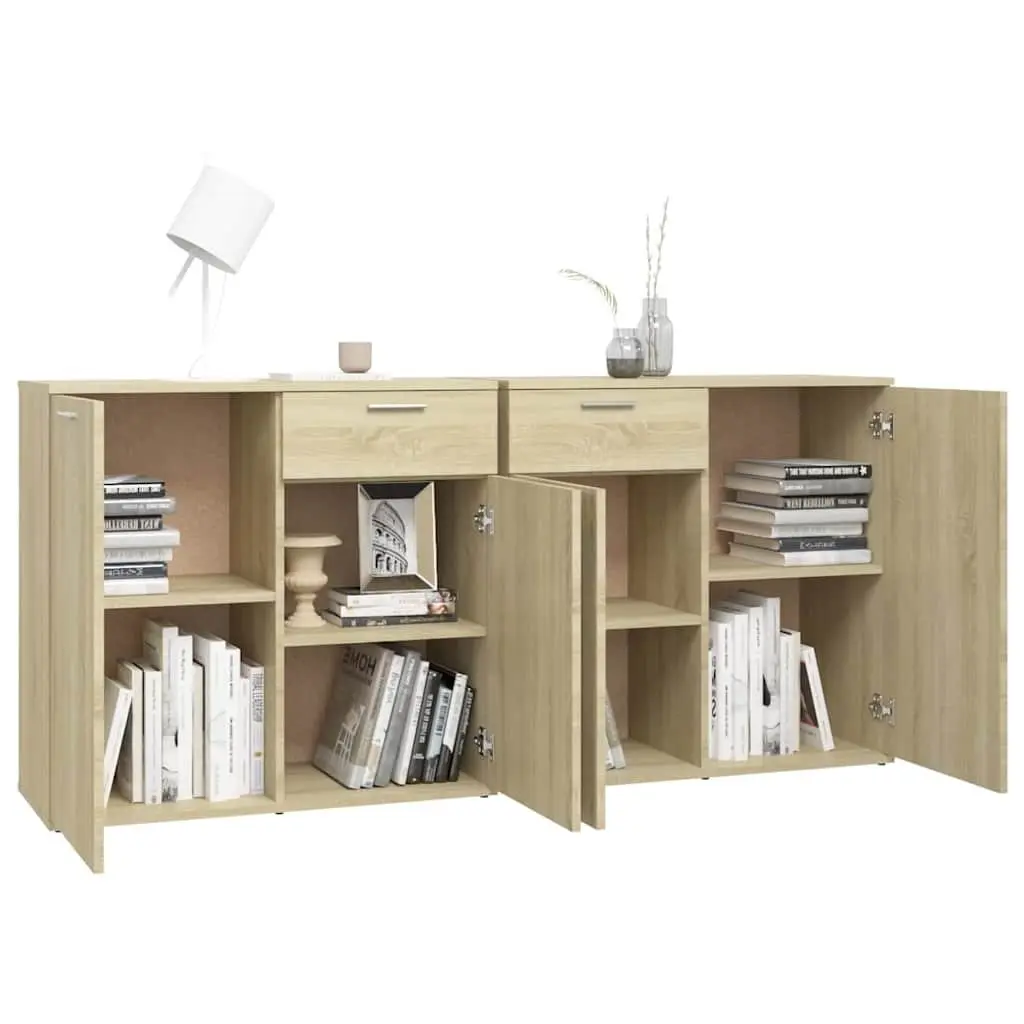 Sideboard Buffet Cabinet Sonoma Oak 160x36x75 cm Storage Unit 4 Doors 2 Drawers