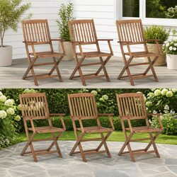 Reliable Folding Chair Set: 6 Acacia Wood Chairs for Outdoors