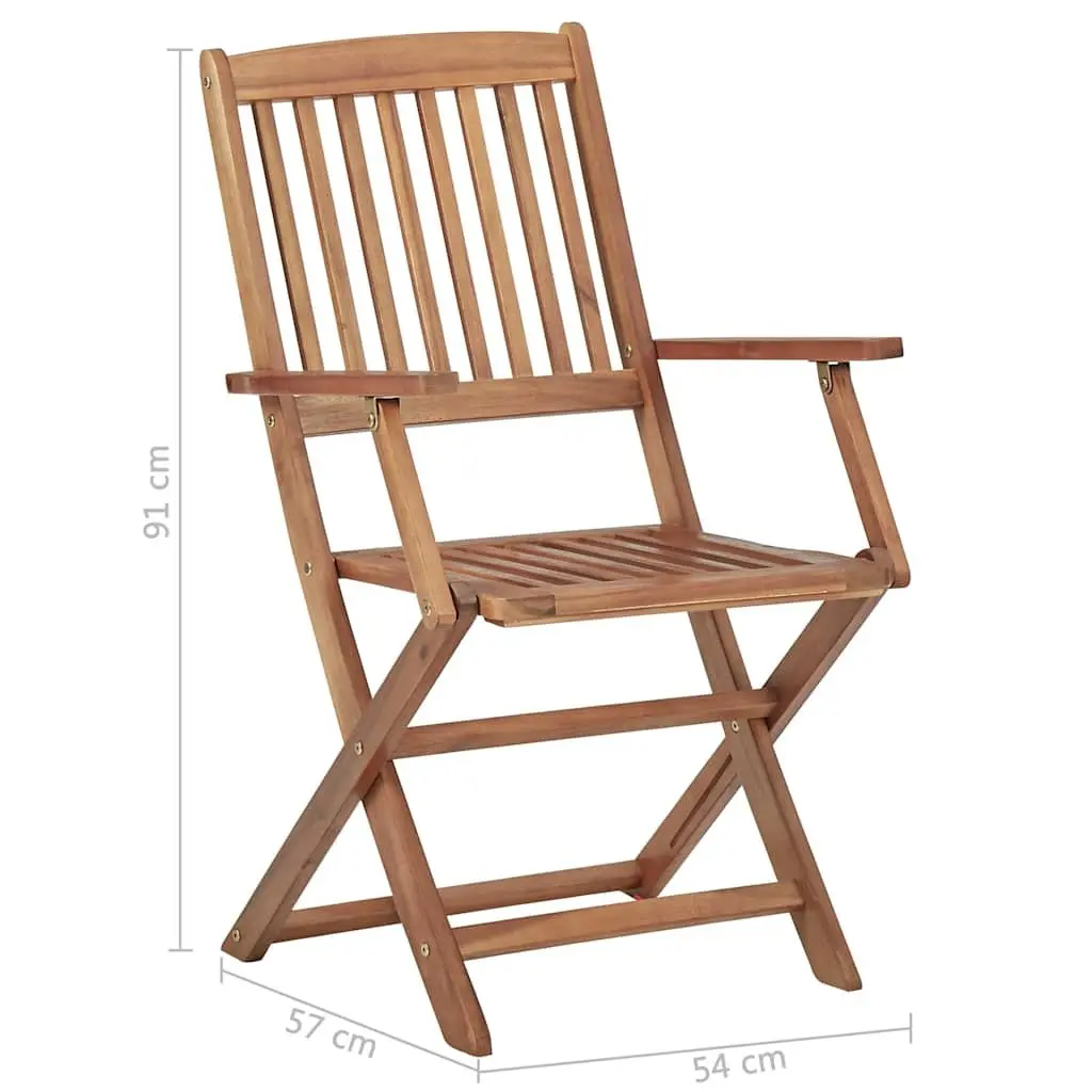 Folding Chairs Set 8 Piece Garden Dining Solid Acacia Wood Brown