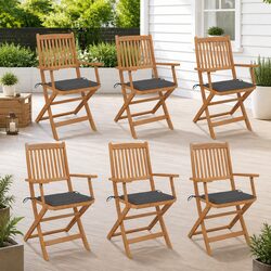 Value-Driven Folding Garden Chairs - 6 pcs with Cushions