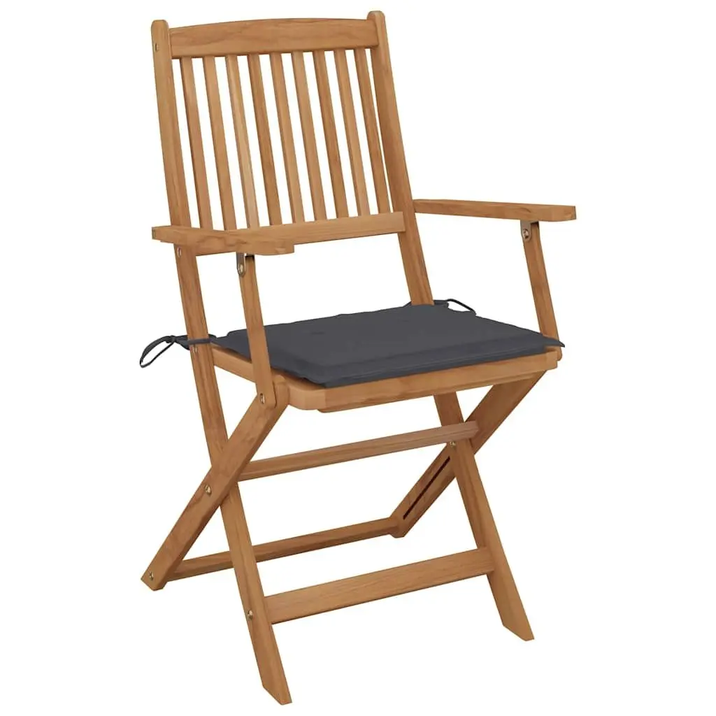 Folding Garden Chairs Set 6 pcs with Cushions Solid Acacia Wood Outdoor Seating