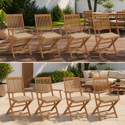 Durable Set of 8 Folding Chairs with Comfortable Cushions