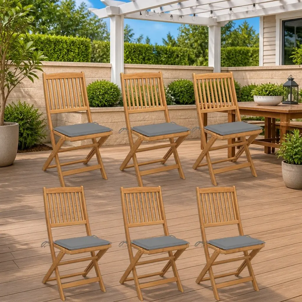 Folding Garden Chairs Outdoor Seating 6 Piece Grey