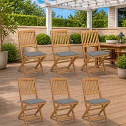 Comfortable Folding Garden Chairs 6 pcs with Cushions in Grey