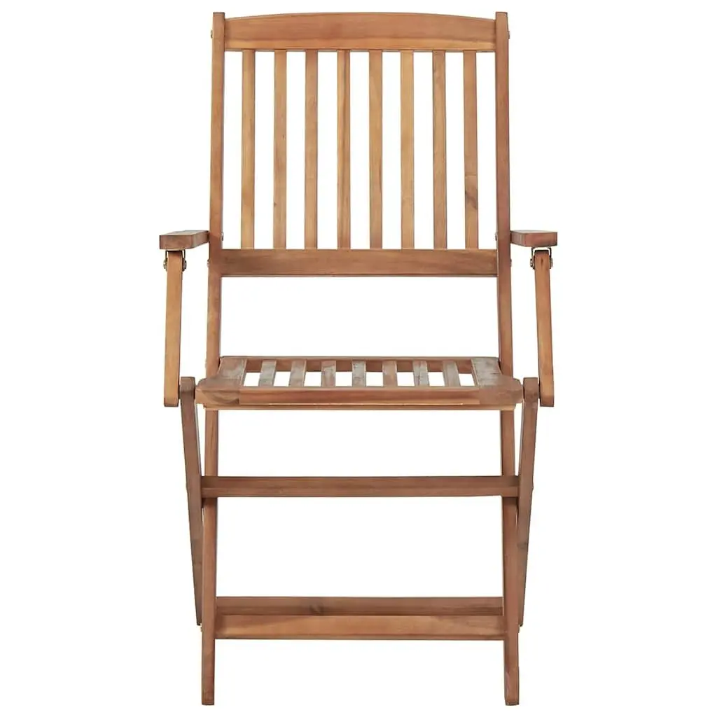 Outdoor Folding Dining Chairs Set 8 Pieces Wood Acacia with Cushions Beige