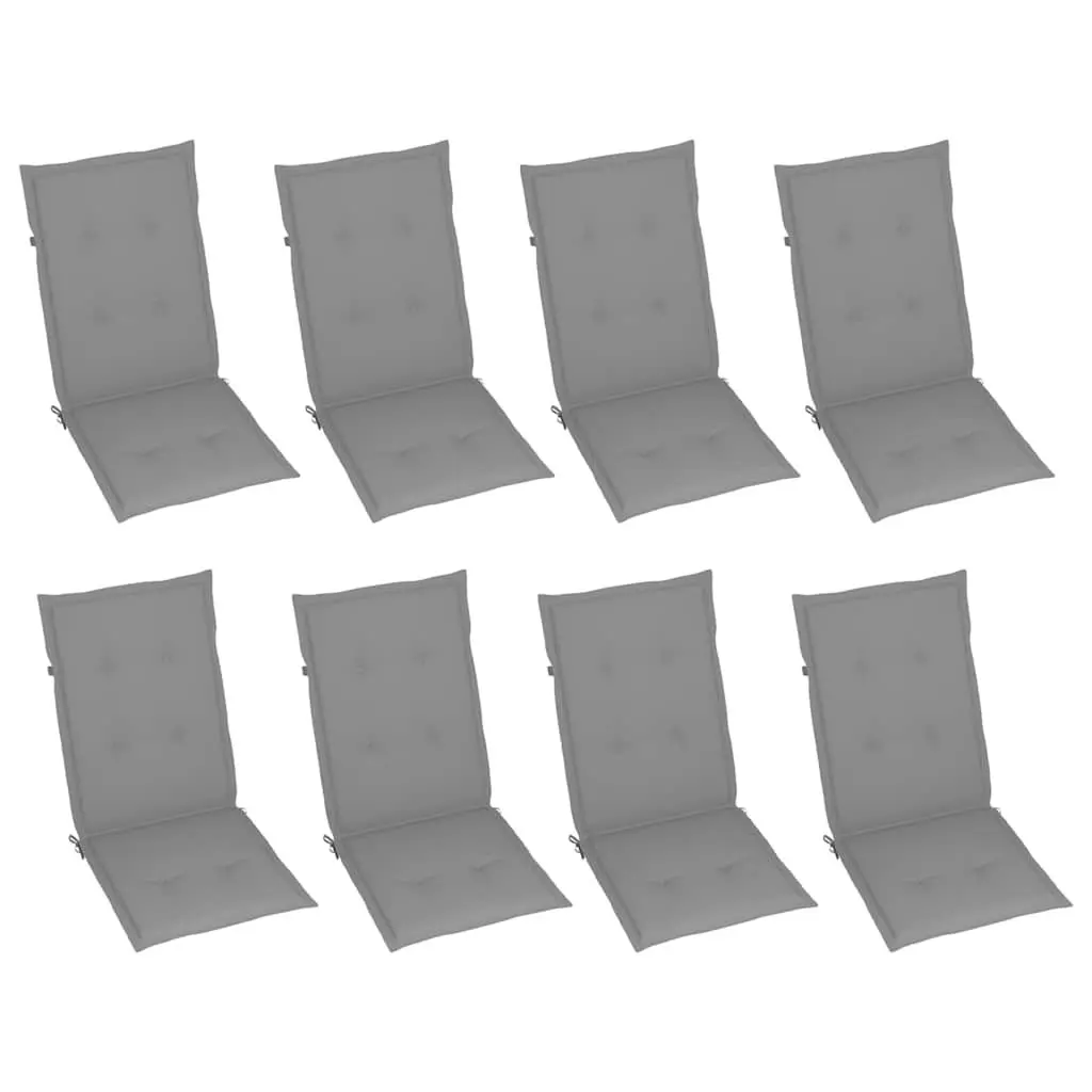 Reclining Chairs Set 8 Piece Garden Seating Adjustable Backrest Grey Solid Wood