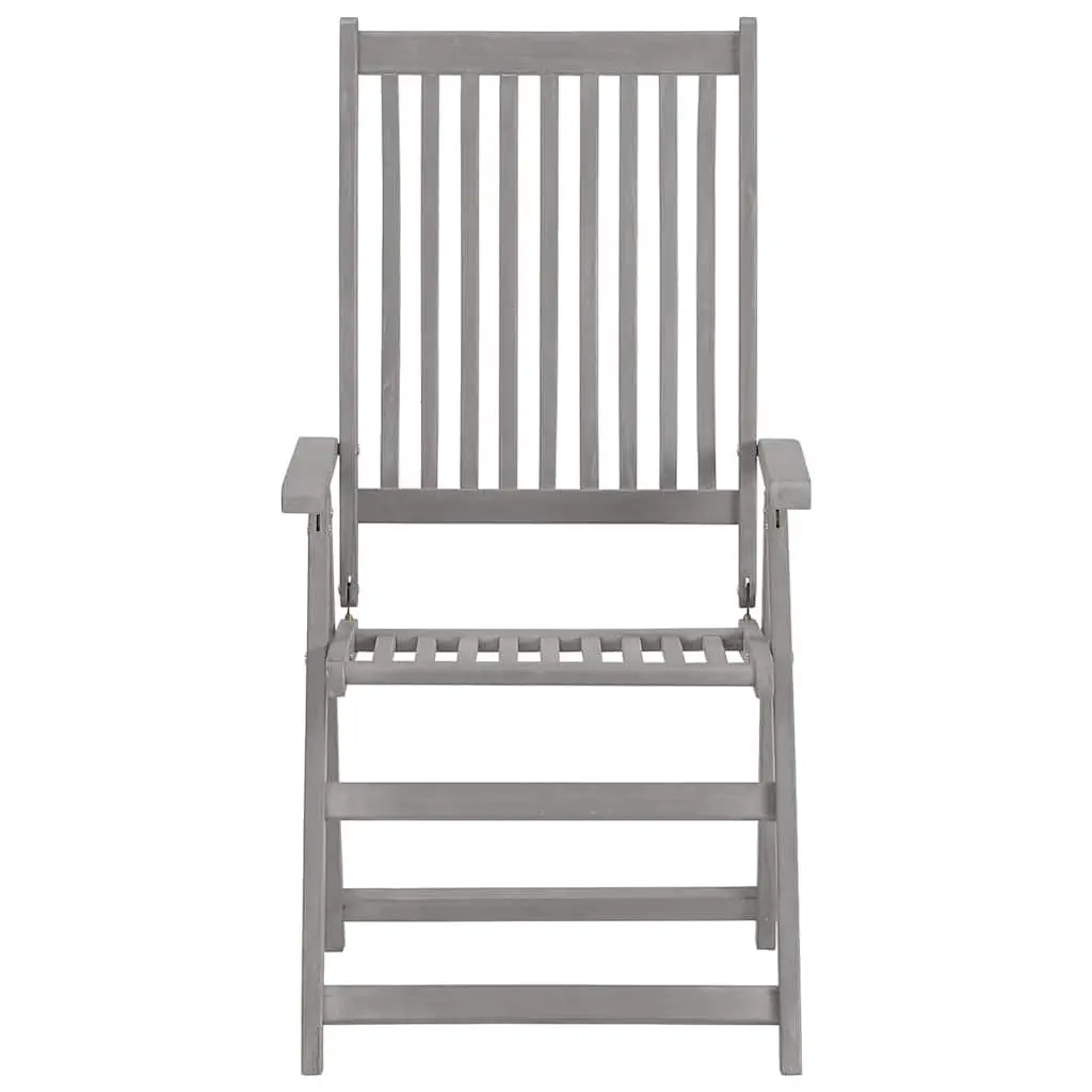 Outdoor Reclining Chairs Set 8 Piece Garden Armchairs Adjustable Backrest Grey Wood