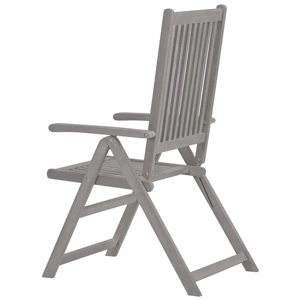 Outdoor Reclining Chairs Set 8 Piece Garden Armchairs Adjustable Backrest Grey Wood