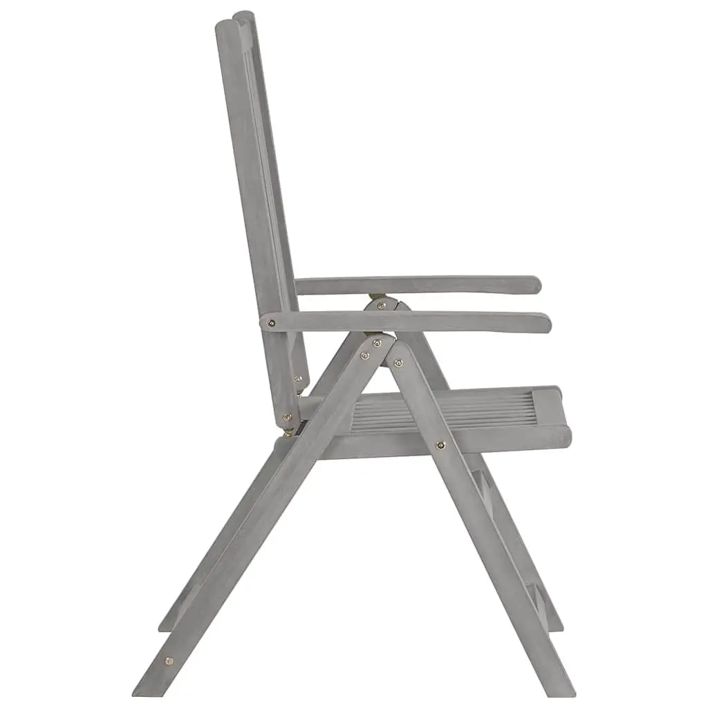 Outdoor Reclining Chairs Set 8 Piece Garden Armchairs Adjustable Backrest Grey Wood