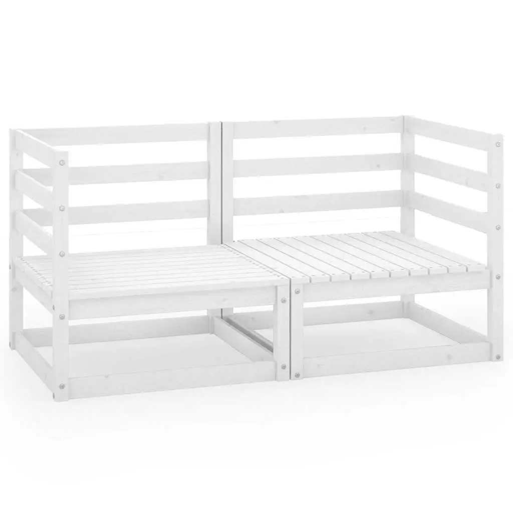 Outdoor 2-Seater Sofa Garden Patio Furniture Solid Wood Modular Lounge White
