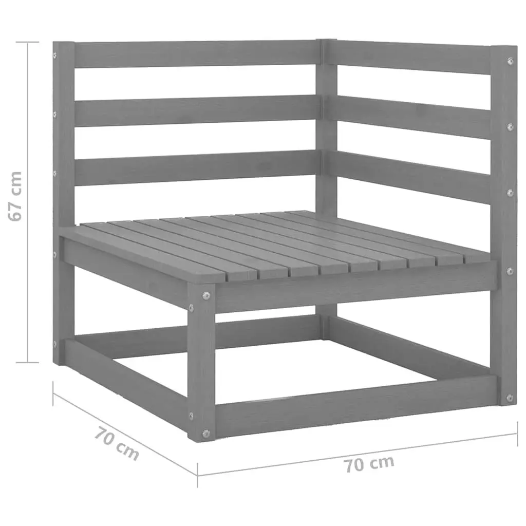 Outdoor Sofa 2-Seater Garden Lounge Solid Pinewood Grey
