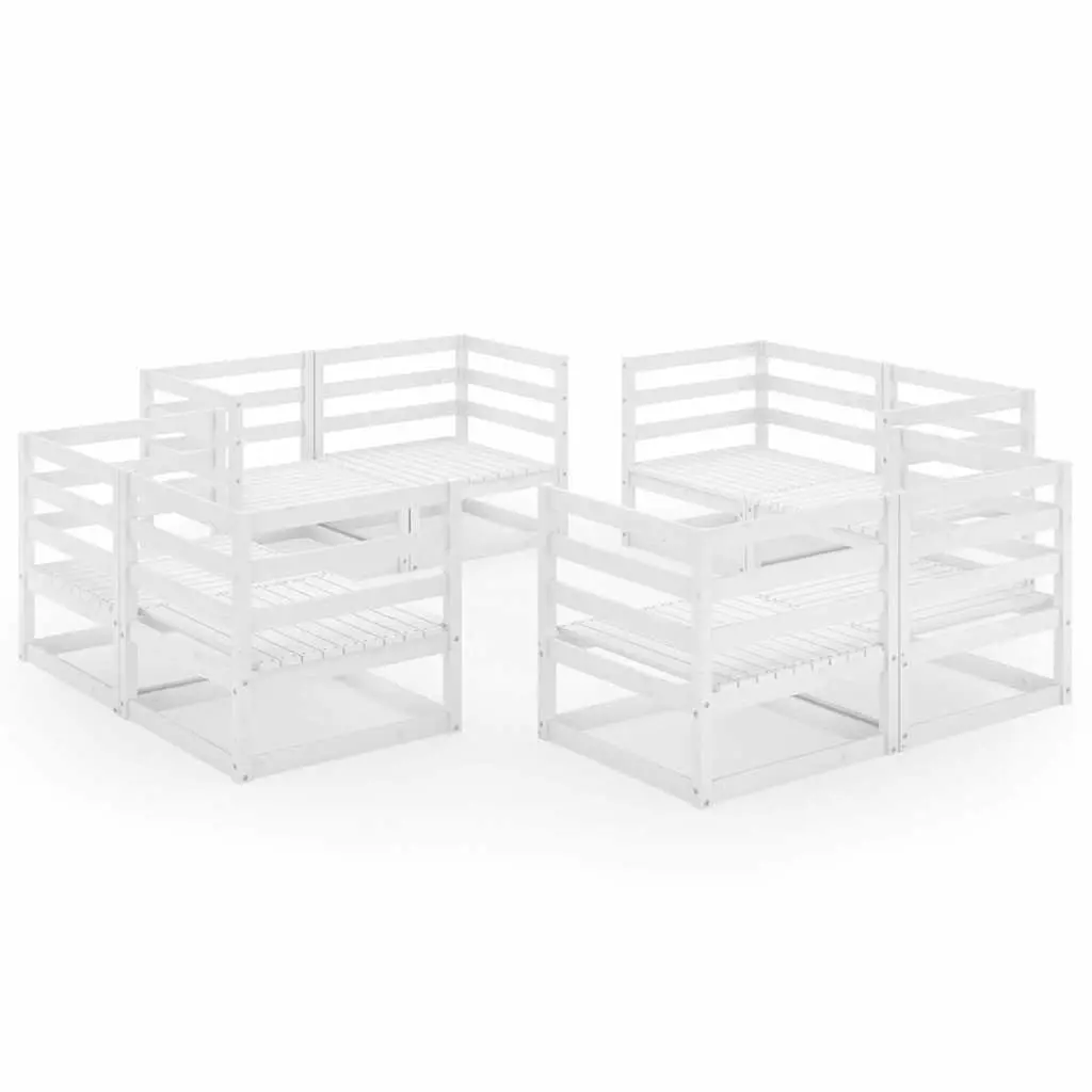 Garden Lounge Set 8 Piece Outdoor Furniture Modular Seating White