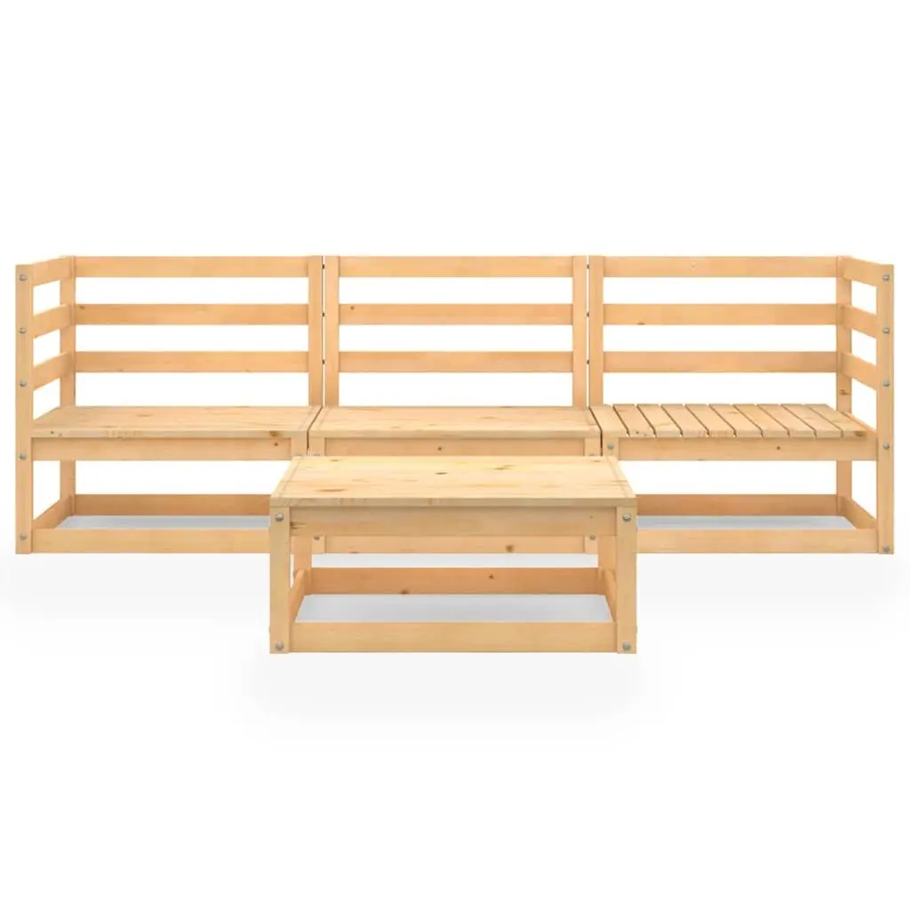 4 Piece Garden Lounge Set Outdoor Furniture Solid Wood Modular Brown