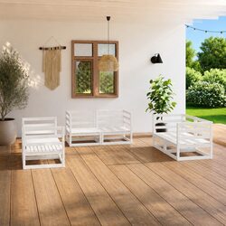 Reliable White Pinewood Lounge Set: 6 Pieces
