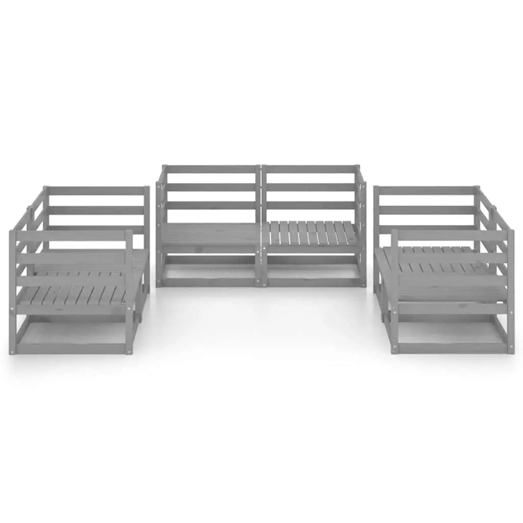 Garden Lounge Set 6 Piece Modular Outdoor Furniture Grey Solid Pinewood
