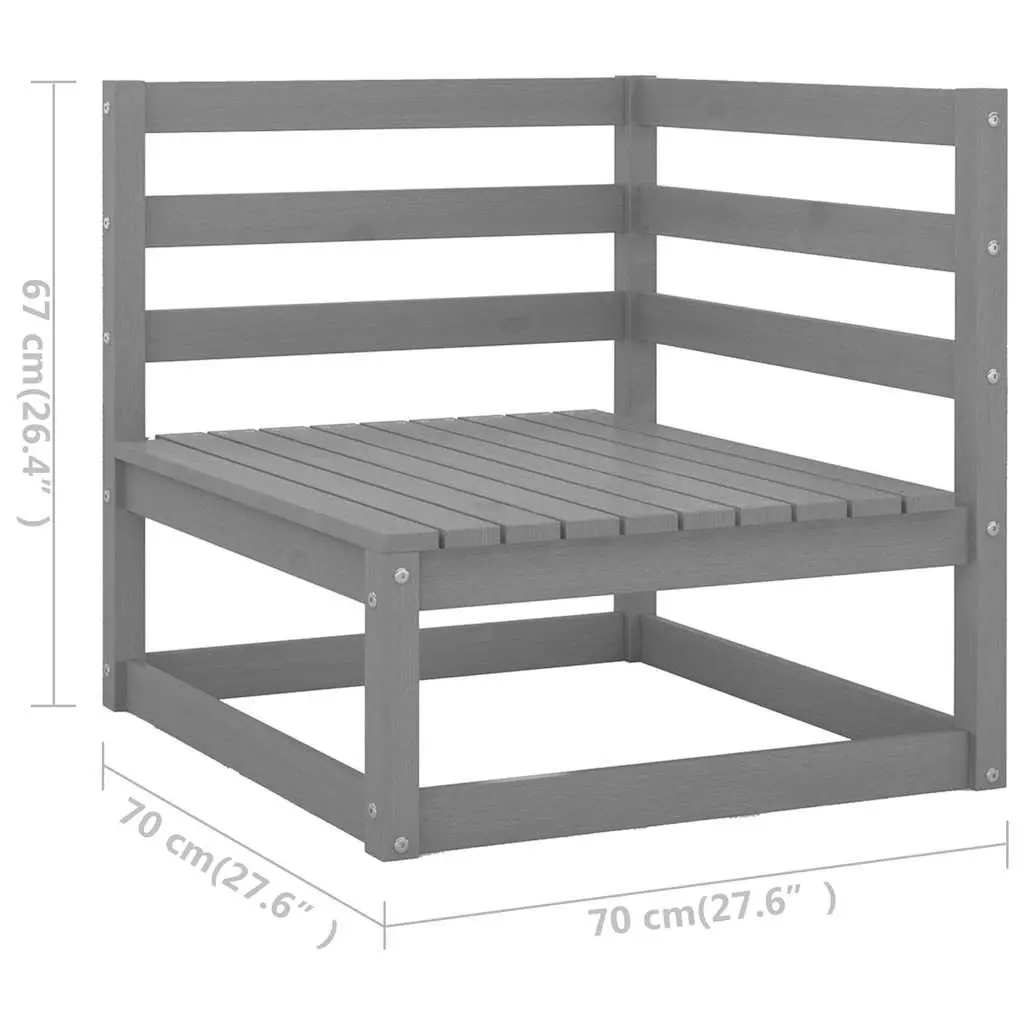 Garden Lounge Set 6 Piece Modular Outdoor Furniture Grey Solid Pinewood