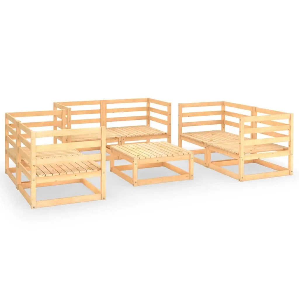7 Piece Garden Lounge Set Outdoor Modular Lounge Furniture Brown Solid Pinewood