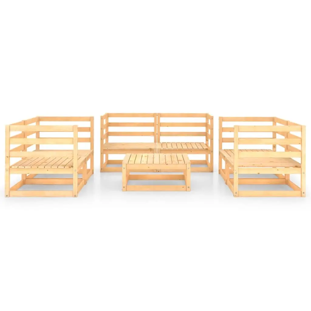 7 Piece Garden Lounge Set Outdoor Modular Lounge Furniture Brown Solid Pinewood