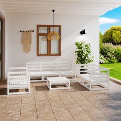 Garden Lounge Set 8 Piece White Outdoor Furniture Modular Sofa Seating