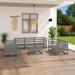 Practical 8 Piece Grey Lounge Set for Outdoor Comfort