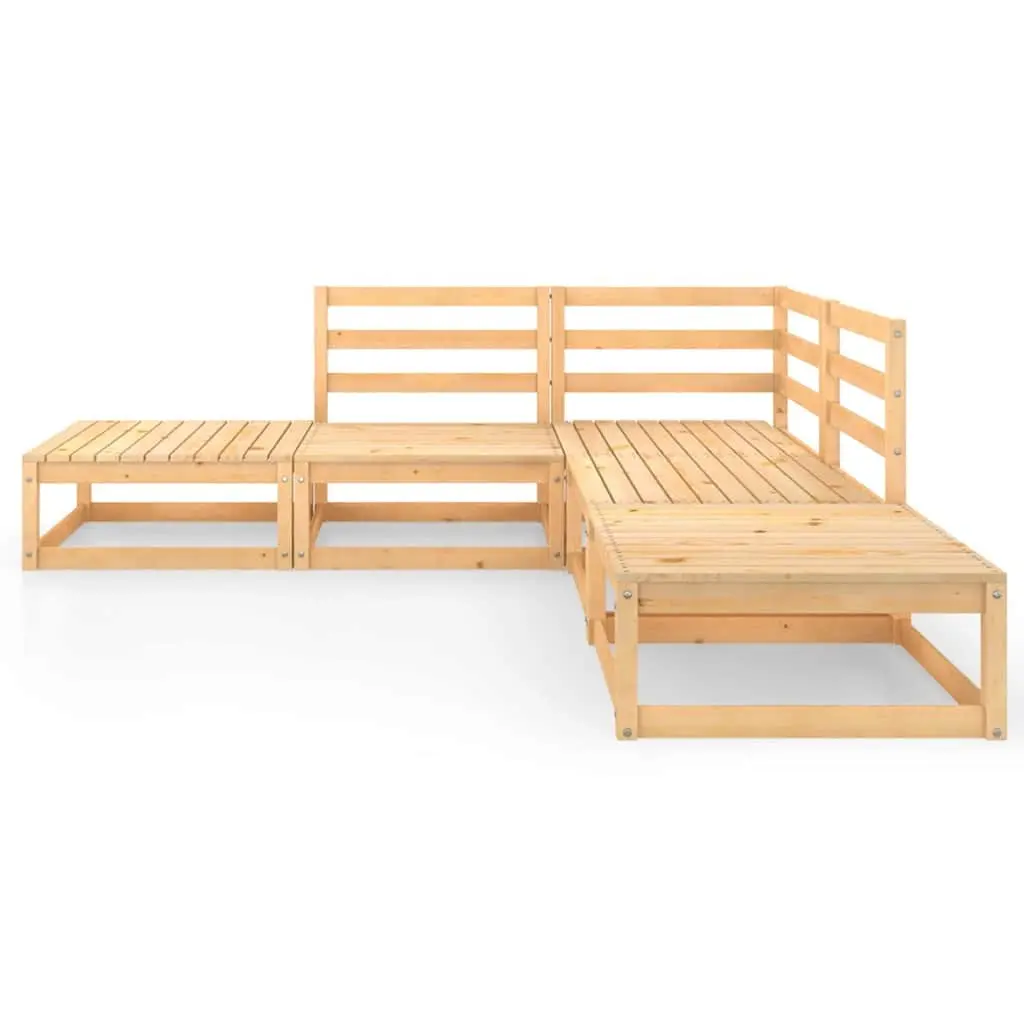 5 Piece Garden Lounge Set Solid Pinewood Brown Outdoor Furniture Modular